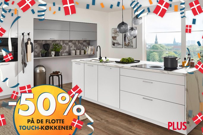 Spar 50 % på de flotte touch-køkkener